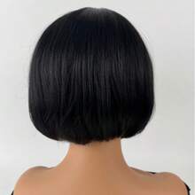Short-Haired Woman, Short Hair Style, Synthetic Black Wig, Girl's Hairstyle, Synthetic Short Wig, Short Wig For Women, Daily Wear, And Party - 黑色 - 查看 6