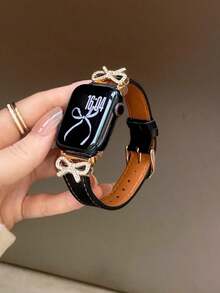 1 Butterfly Leather Strap, Compatible With Dial Sizes Of 38/40/41/42/44/45/46/49mm, Compatible With Apple Watch Straps And Ultra/Se10/9/8/7/6/5/4/3/2/1 Series - Black Rose - View 3