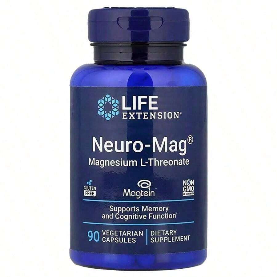 Life Extension Neuro-Mag,Magnesium L-Threonate,90 Vegetarian Capsules (48 Mg Per Capsule) - 1PCS - View 1