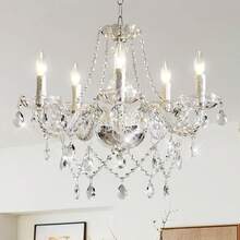 Lámpara de techo moderna, Lámparas de cristal de 5 luces, Adecuada para decoración de techo interior en sala de estar, Dormitorio, Cocina, Comedor (Blanco) - luz blanca - Ver 8