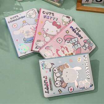 Sanrio 1 本三丽鸥 A5 高品质 PU 皮革笔记本/激光切割笔记本 学生日记本 三丽鸥系列 KT 猫彩色内页 必备文具用品 学生适用 - 适合节日、派对、圣诞节奖品、礼物