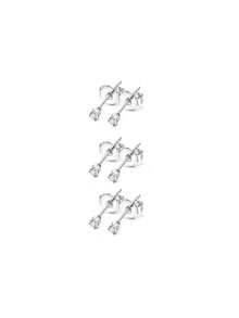 2/4/6/8/10pcs Mini Minimalist Stainless Steel 6-Prong Zirconia Stud Earrings, Butterfly Clasp Ear Plugs, 3mm Shiny Synthetic Zirconia Cartilage Earrings, Hypoallergenic Small Earrings For Sleeping And Showering, Unisex Design Suitable For Daily Wear, Suitable For Various Piercings, Jewelry Gift, New Year Gift - Multicolor - View 11