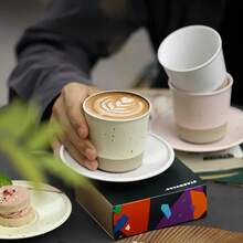 Minimalist Ceramic Cup & Saucer/Plate Set - Sleek Glazed Craft Coffee/Tea & Snack Serving Set For Daily Home Use, Parties, Weddings, Gifting & Office Settings - Multicolor - View 7