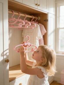 20pcs/10pcs Plastic Children's Hangers, Non- Waterproof Clothes Drying Rack, Baby Clothes Organizer - Multicolor - View 7