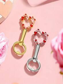 1个创意心形开瓶器，情人节小礼物，生日派对啤酒开瓶器，锌合金材质 - 彩色 - 查看 4