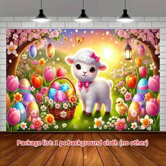 Easter Sunny Sheep Background Banner, Multifunctional Celebration Decoration, Suitable For Parties, Yards, Studios, Families And Garden Activities, Suitable For Weddings, Birthdays, Anniversaries, Christmas, New Year, Valentine's Day And So On.