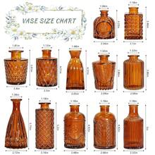 12Pcs Glass Bud Vase Set, Small Dark Brown Flower Vase For Centerpieces, Bud Vases In Bulk, Mini Vintage Vase For Rustic Wedding Decorations(Amber),12Pcs,Amber - Hổ phách - Xem 3