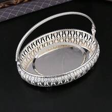 1pc Maple Leaf Shaped Fruit Basket, Countryside Style, Hollow Drainage Design, Lightweight Alloy Material, Suitable For Family Gatherings/Balcony Afternoon Tea - Silver - View 5