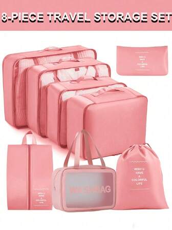 8/1pc Large Capacity Travel Organizer Bags, Multi-Purpose Sorting Storage Bags For Clothes And Personal Care Items, Super Organizing Power, Space Saving, Dust-Proof Storage Bags, Lightweight Travel Packing Cubes, Easy To Pack And Carry