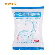10 PCS In Disposable Toilet Seat Cushion, Household Waterproof, Thickened Non-Woven Fabric, Dirt Proof, Seat And Toilet Insert Type - White - View 2