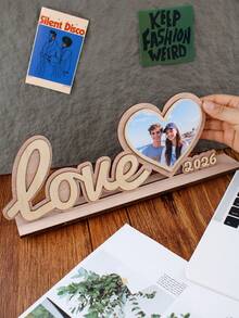 Custom Photo Display, Valentine'S Day Decor, Heart Photo Frame, Romantic Tabletop Decor Gift, Personalized Couple Keepsake, Home Desk Accent, Anniversary Gift Idea, Customized Picture Insert, Modern Romantic Style, Customizable Living Room Decor - Style a - View 4