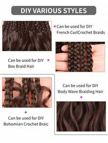 24英寸单股双尾直发/卷发合成假发，毛毡假发，手工钩编辫子，低温合成辫子，深卷，渐变色，适合女性派对、节日、音乐节、派对配饰，也适合日常佩戴、沙龙造型、角色扮演和婚礼。 - 彩色 - 查看 5