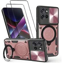 Case For Moto Edge 50 Capa Case - With Screen Protector And Built-In Phone Stand - Pink, 37323471 - 巧克力棕 - 查看 1
