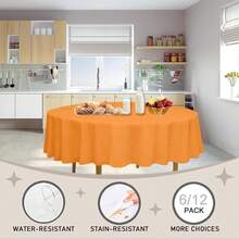 D&Z Plastic Tablecloth Disposable, 12 Pack Orange Table Cloth Individually Wrapped For Indoor&Outdoor, On-The-Go 84" Tablecover For Round Table Ideal For Party, Birthday, Wedding And Dinner - 橘色 - 查看 4