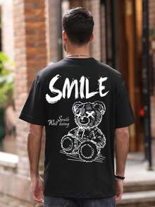 K-GLORY 男士休闲百搭简约印花短袖T恤 - 黑色 - 查看 3