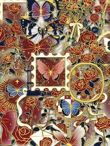 50pcs/Set Romance Aesthetic Gold Stamping Red Rose Transparent PET Stickers, DIY Decorative Decals For Luggage Notebook Laptop Guitar Phone Stationery Sticker Scrapbook Supplies Scrapbook