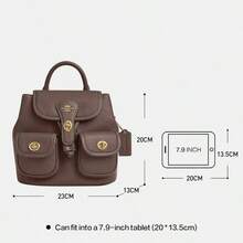 Coach Hadley Backpack CBH09 Women's Fashion Backpacks Refined Pebble Leather And Smooth Leather,Suitable For Daily Use,School,Shopping,Travel,Office And Casual,Perfect Gift For Her - 棕色 - 查看 6