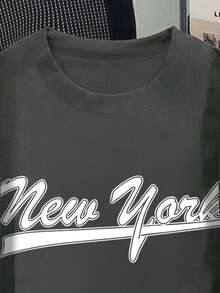 Áo thun ngắn tay in chữ dành cho bé trai tuổi teen - Xám - Xem 5