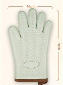 Thickened Insulated Silicone Heat-Resistant Oven Gloves For Cooking, Special Oven Gloves, Resistant To High Temperatures, Microwave Oven Gloves - Green Silicone Five-finger Gloves - View 2