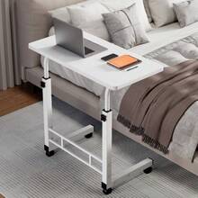 8-Color Selectable Mobile Height-Adjustable Computer Desk, Height Adjustable With Wheels, Bedside/Sofa/Dorm Lazy Table, Laptop Stand Coffee Table, Holiday Gift - 4 White Wheels - View 6