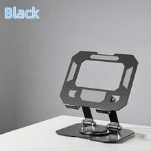 1个黑色金属平板支架，适用于iPad和4-13英寸手机，碳钢材质，中空设计，双旋转关节，方形底座，360度旋转 - 彩色 - 查看 10