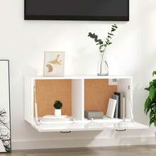 Larryhot Mobile a Parete Bianco Lucido 80x36,5x35 cm Legno Multistrato, Facile da assemblare, dall'estetica elegante e raffinata, pratica per riporre gli oggetti, la scelta ideale per l'organizzazione e la decorazione domestica - Bianco - Visualizzare 3