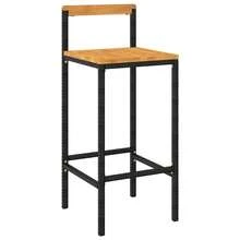Tabourets de bar vidaXL, lot de 4, noir, en polyrotin et bois d'acacia massif - Noir - Voir 3