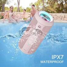 Ortizan Altavoz Bluetooth Bleutooth Box con luz LED Mini Caja de música portátil con función Manos Libres protección IPX7 contra el Agua y Sonido Envolvente de 360° Altavoz inalámbrico para - Rosa. - Ver 5