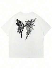 Camiseta de manga corta gráfica simple y versátil para hombres - Negro - Ver 3