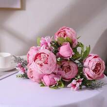 Duovlo Springs Flowers Artificial Silk Peony Bouquets Wedding Home Decoration,Pack Of 1 (Spring Light Pink),20.87*3.5,SpringLightPink - 春日淺粉紅色 - 查看 5