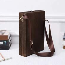Wooden Document Box, Writing Storage Box, Portable Storage Box For Outdoor Drawing And Writing, Small Table - Wooden Briefcase - Brown - View 7