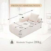 Comfortable Reclining Corduroy Sofa - No Assembly Required, Plush Sofa With Back Cushions, Side Storage Pocket For Remote Control And Mobile Phone, Built-In Cup Holder - Neat And Aesthetic. - 米色 - 查看 7