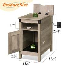Farmhouse End Table With Charging Station, Narrow Side Table For Living Room, Bedroom, Small Nightstand With Storage, USB Ports And Outlets, Small Wooden Cabinet - 希臘 - 查看 4