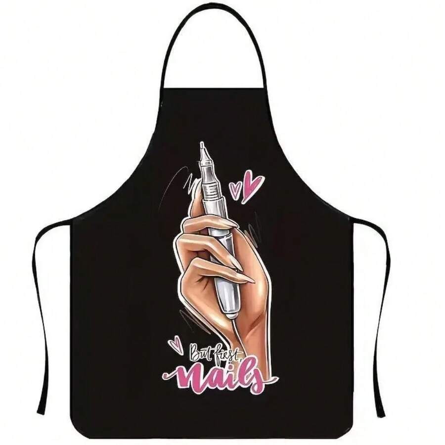 1件男女通用“先修指甲，再做饭”围裙，适合成人、厨师、烹饪、美甲、烘焙，时尚趣味围裙，厨房用品，烧烤配件，露营装备，防水透气，可调节腰带，适用于露营厨房、户外装备、厨房配件、女士配饰、男士配饰、服务员、餐厅、钓鱼、绘画、园艺、美甲用品，女士礼物、男士礼物、个性化礼物 - 彩色 - 查看 1
