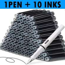 Juego de pluma estilográfica de 11 Uds., tinta reemplazable de 0,38mm para escritura suave, papelería de oficina multifuncional y suministros de aprendizaje 27J6 - Rosa Azul - Ver 1