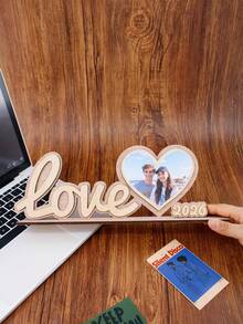 Custom Photo Display, Valentine'S Day Decor, Heart Photo Frame, Romantic Tabletop Decor Gift, Personalized Couple Keepsake, Home Desk Accent, Anniversary Gift Idea, Customized Picture Insert, Modern Romantic Style, Customizable Living Room Decor - Style a - View 5