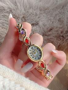 1pc Women's Elegant Gold High-Quality Fashion Quartz Watch Suitable For Daily Wear And Holiday Gifts - Gold - View 1