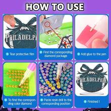 Fairyland JinWenn Decor For Home Diamonds Art Kit Decorations, Football Diamonds Painting Kit For Adult Tabletop Gift DIY 5D Diamonds Dots Philadelphia Home Special Crystal Diamond 7.9x7.3 Inch - DP02552 - 查看 8