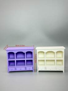 娃娃屋橱柜架，迷你书架酒柜餐具柜，白色和紫色带抽屉柜，餐桌卧室书房迷你装饰，摄影小模型 - 彩色 - 查看 3
