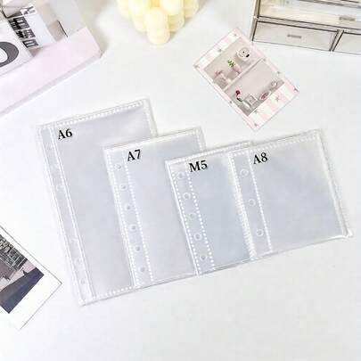 10pcs M5/A7/A6/A8 Size Transparent Loose Leaf Refill Pages, Pocket Style Photo Album Inner Pages, Suitable For Photo Collectors, Planner Lovers, Students, Office, Classroom, Studio, Back To School
