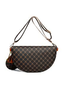 Fashionable Niche Design Autumn/Winter New Shoulder Diagonal Underarm Wide Strap Floral Chest Bag - Brown - View 6