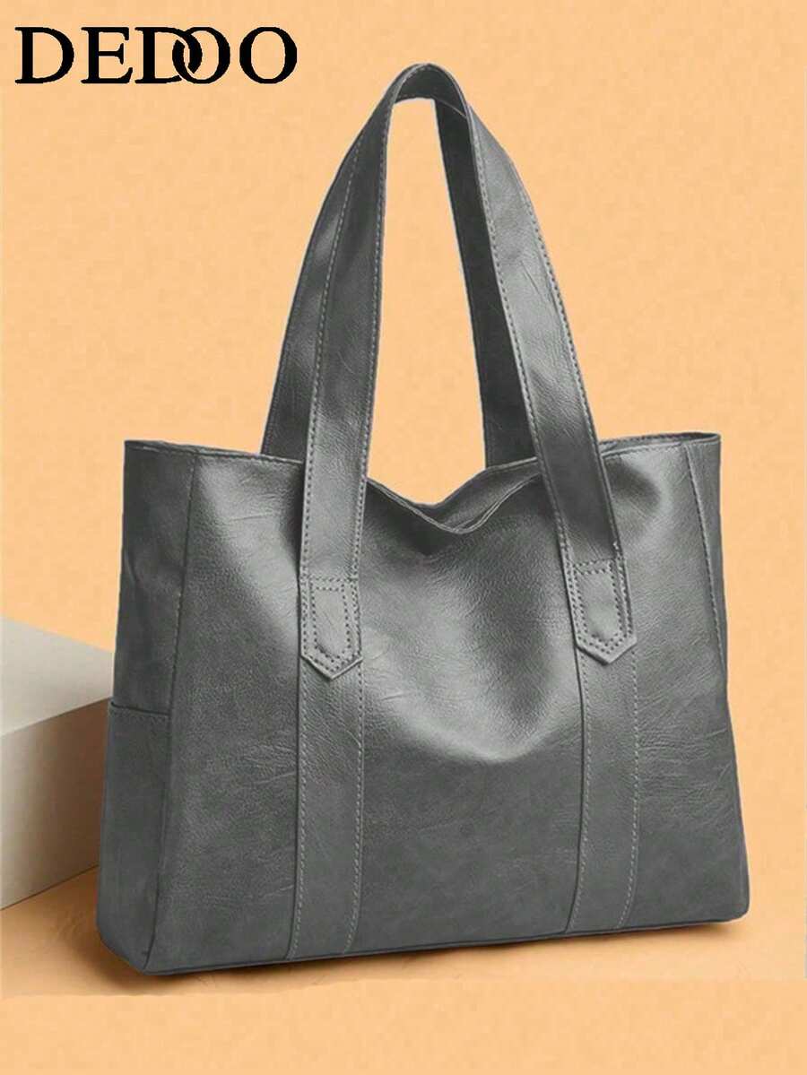 Dedoo 极简主义手提包，适合少女、女性、大学生、年轻职业人士和上班族。完美适用于办公室、工作、商务和通勤。最佳女士工作包，PU皮革手提包，新款女士托特包，单肩包，容量大，简约时尚，便携托特包。