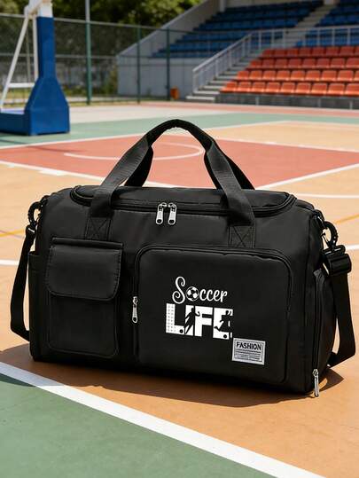 1 Football Lifestyle Printed Handbag Travel Bag Lightweight Shoulder Bag Crossbody Bag Storage Bag Fitness Bag Luggage Bag Overnight Bag Multifunctional Shoe Bag Multiple Pockets Portable Large Capacity Adjustable Zipper Handbag Travel Outdoor Sports Vacation Gift For Friends Solid Color Nylon Fashionable Double Pocket Design Exquisite And Elegant Leisure Bag Travel Accessories