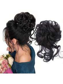 8 Pulgadas Moño Chignon Rizado Sintético Elástico Scrunchies Desordenado Accesorio de Extensión de Cabello Pieza de Recogido Accesorios para el Cabello