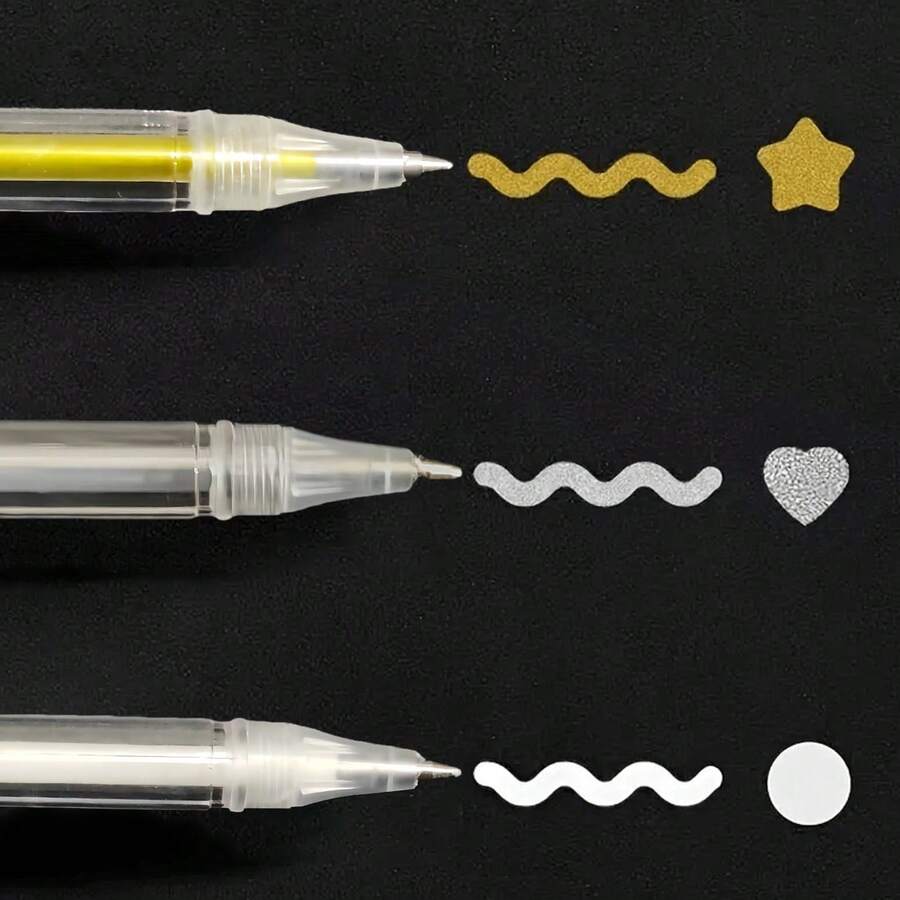 6支装白色、金色、银色中性细头素描笔，荧光色，大容量，一次性使用，适用于艺术、绘画、设计、插画、美术用品，返校必备 - 彩色 - 查看 1