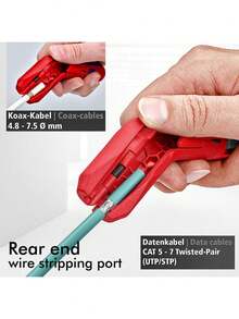 1pc Multi-Functional Cable Stripper Pliers, Portable Bent Handle Wire Stripping Cutter, Electrician Stripping & Cutting Pliers, Manual Tool, Black & Red - Multicolor - View 5