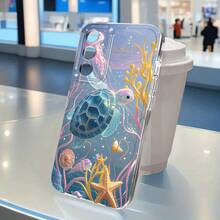 Adecuado para funda de teléfono  Galaxy Nueva A5 A3 A02 A34 A13 A14 A32 A24 A12 A50 A54 A70 A73 A34 A55s NOTA 10F12 M10S Funda de vacaciones de dibujo animado linda Funda de espacio TPU transparente suave Funda pintada con flores mariposa patrón de océano Funda impresa personalizada de moda simple creativa Imagen 2203 - Multicolor - Ver 11