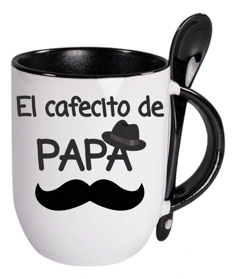 TendenciaTaza Con Cuchara Papá Regalo+caja+llavero Dia Del PadreCalidad premium - Negro - Ver 1