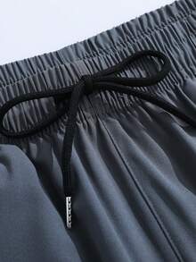 Men's Lightweight, Straight-Leg Pants, Breathable, Quick-Drying, Printed, Loose, Flowy, Casual Trousers For Summer - Dark Grey - View 3