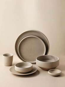 1 Set Rustic Ceramic Tableware Bowls & Plates, Japanese Niche Hotel Dining Ceramic Dinnerware, Homemade Coarse Pottery Snack Plates, Eating Soup Bowls & Spoons, Dipping Sauce Dishes, High-End Gift For Friends, Suitable For Home, Restaurant, Gift, Party